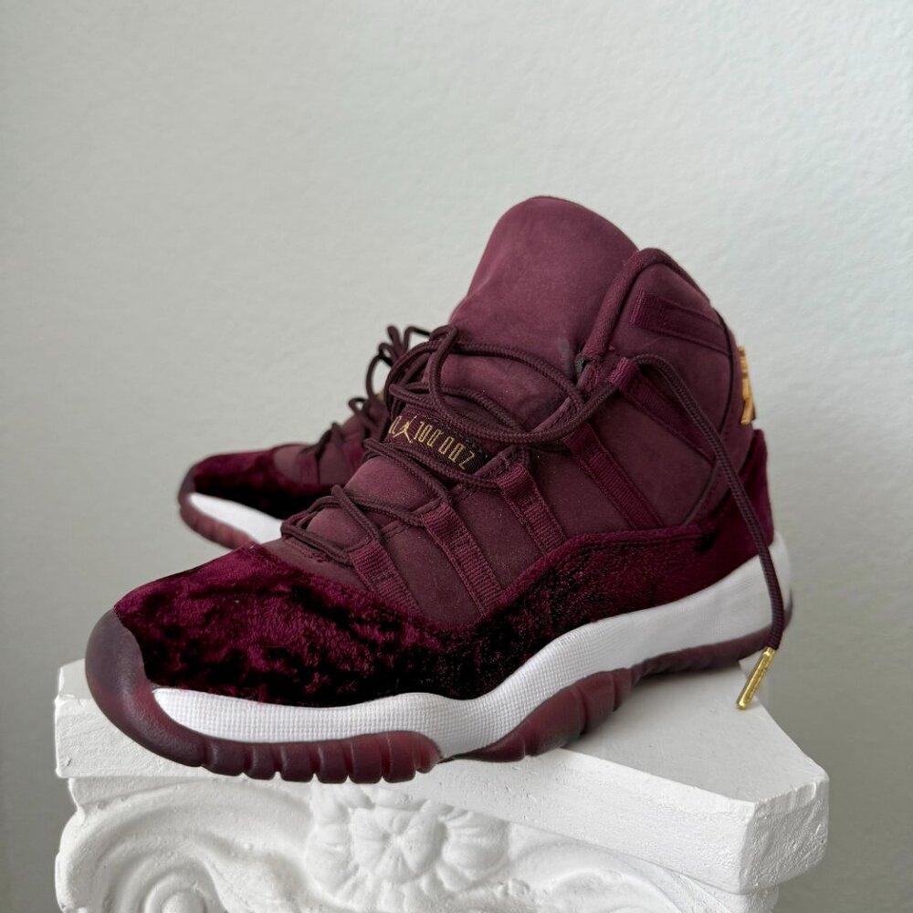 Air Jordan 11 Retro GG Heiress ‘Velvet’ Maroon Gold | Size 7.5 | Rare Worn Once
